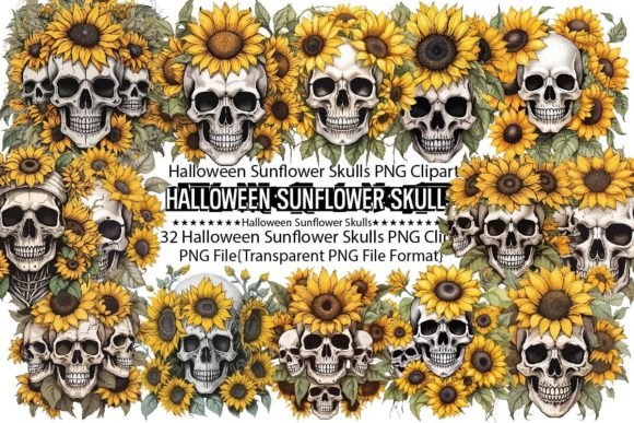 Download Halloween Sunflower Skulls Sublimation - Sunflower Collection