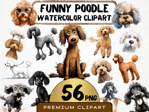 Download Funny Poodle Clipart Bundle - Poodle Collection